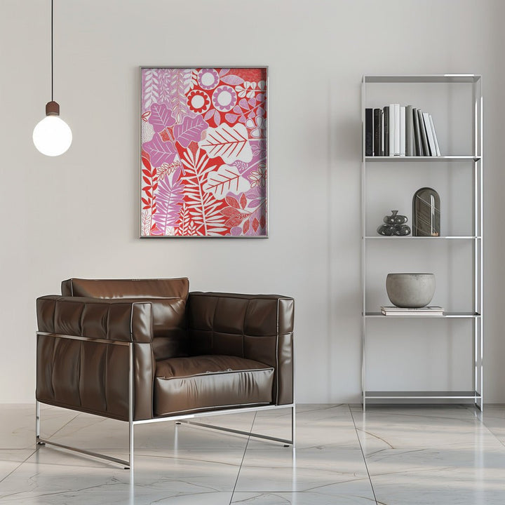 Modern Botanical Lavender &amp;amp; Red - Stretched Canvas, Poster or Fine Art Print - I Heart Wall Art - Poster Print, Canvas Print or Framed Art Print