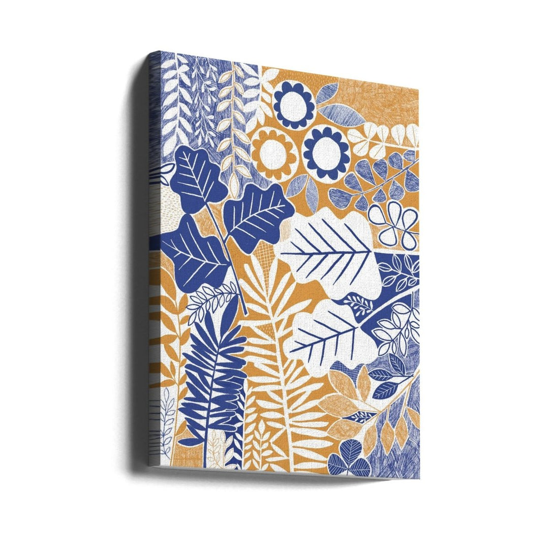 Modern Botanical Mustard &amp;amp; Cornflower - Stretched Canvas, Poster or Fine Art Print - I Heart Wall Art - Poster Print, Canvas Print or Framed Art Print
