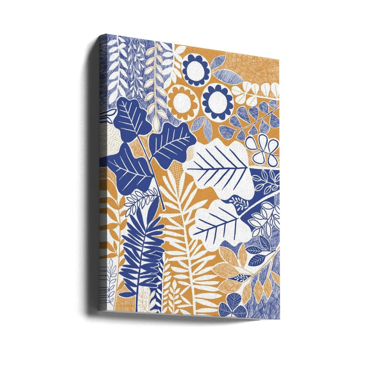 Modern Botanical Mustard &amp;amp; Cornflower - Stretched Canvas, Poster or Fine Art Print - I Heart Wall Art - Poster Print, Canvas Print or Framed Art Print