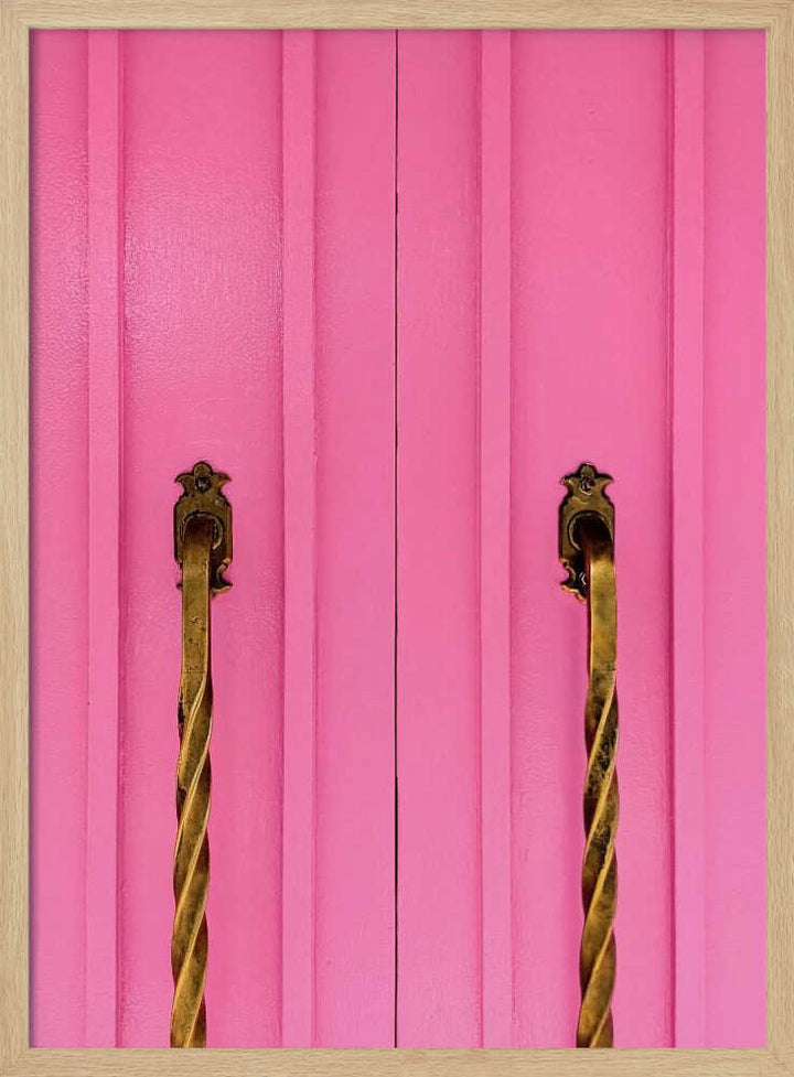 Modern Pink Doors with Brass Handles - Stretched Canvas, Poster or Fine Art Print - I Heart Wall Art - Poster Print, Canvas Print or Framed Art Print