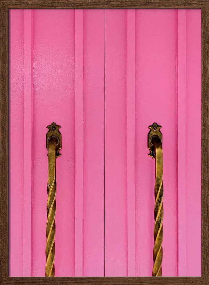 Modern Pink Doors with Brass Handles - Stretched Canvas, Poster or Fine Art Print - I Heart Wall Art - Poster Print, Canvas Print or Framed Art Print
