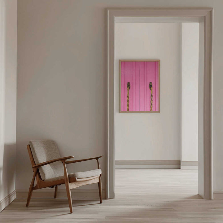 Modern Pink Doors with Brass Handles - Stretched Canvas, Poster or Fine Art Print - I Heart Wall Art - Poster Print, Canvas Print or Framed Art Print