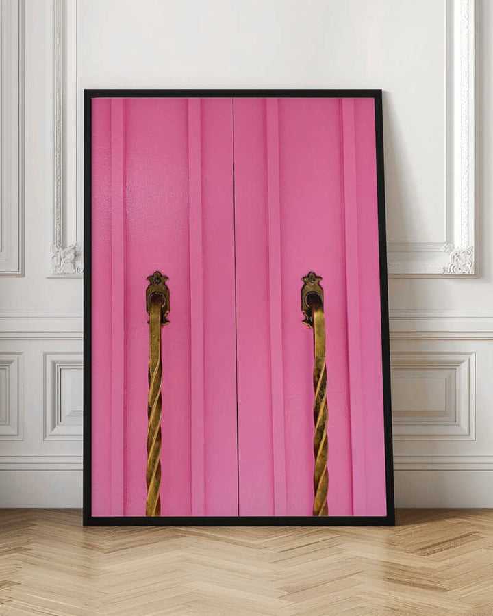 Modern Pink Doors with Brass Handles - Stretched Canvas, Poster or Fine Art Print - I Heart Wall Art - Poster Print, Canvas Print or Framed Art Print