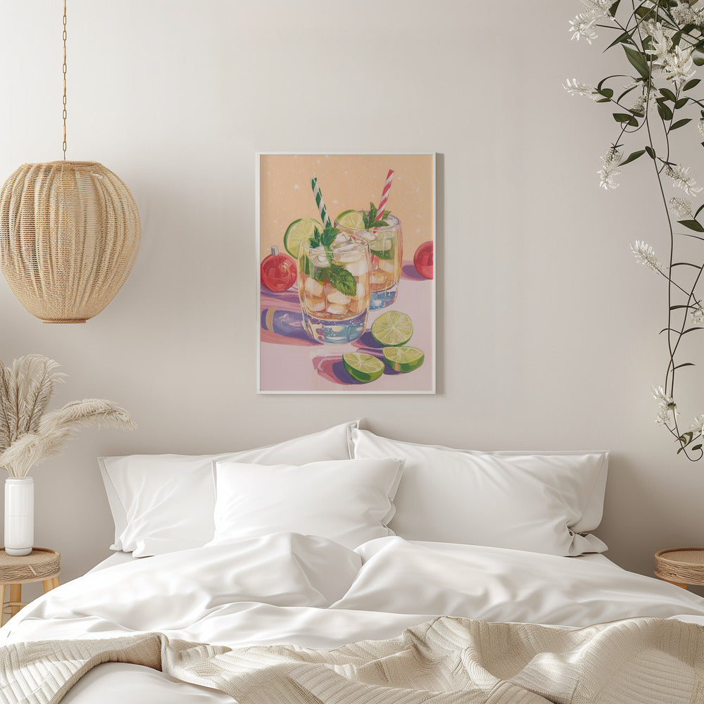 Mojito Summer Cocktails with Lime and Mint - Stretched Canvas, Poster or Fine Art Print I Heart Wall Art