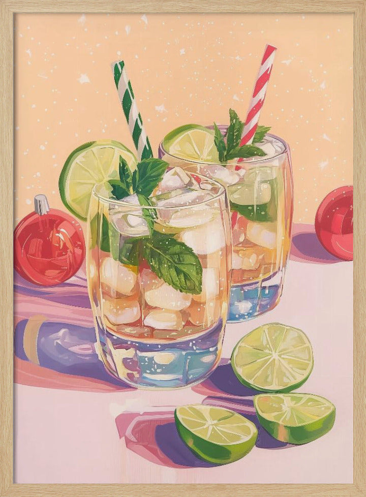 Mojito Summer Cocktails with Lime and Mint - Stretched Canvas, Poster or Fine Art Print I Heart Wall Art
