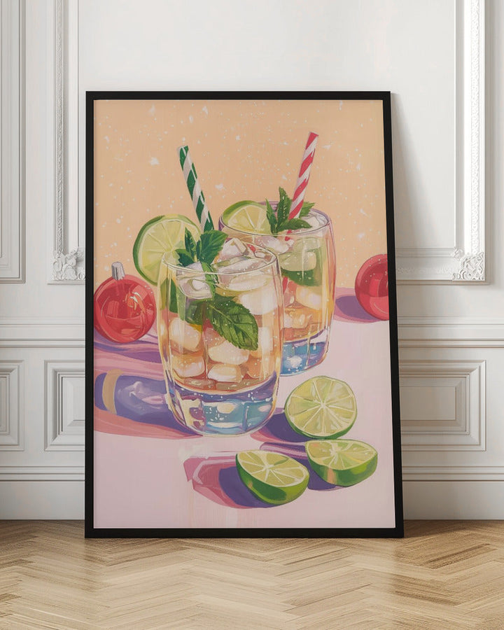 Mojito Summer Cocktails with Lime and Mint - Stretched Canvas, Poster or Fine Art Print I Heart Wall Art