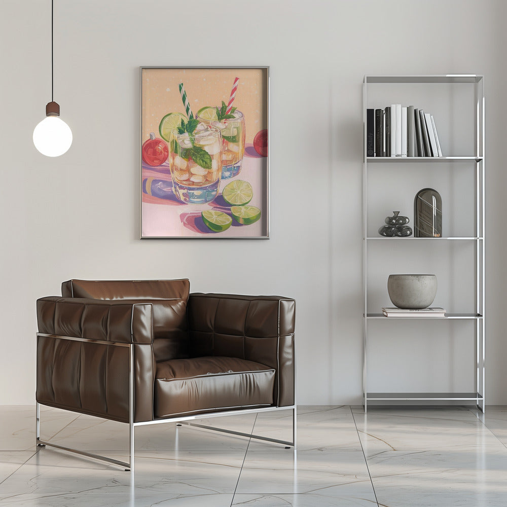 Mojito Summer Cocktails with Lime and Mint - Stretched Canvas, Poster or Fine Art Print I Heart Wall Art