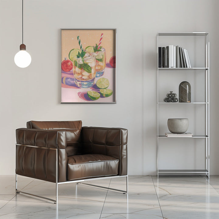 Mojito Summer Cocktails with Lime and Mint - Stretched Canvas, Poster or Fine Art Print I Heart Wall Art