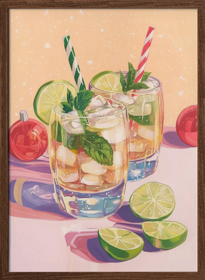 Mojito Summer Cocktails with Lime and Mint - Stretched Canvas, Poster or Fine Art Print I Heart Wall Art