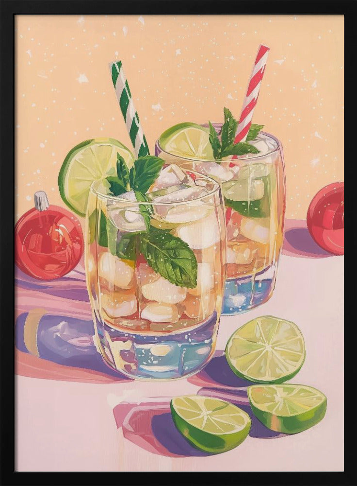 Mojito Summer Cocktails with Lime and Mint - Stretched Canvas, Poster or Fine Art Print I Heart Wall Art