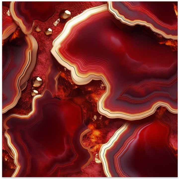 Molten Red Gold Geode - Square Stretched Canvas, Poster or Fine Art Print - I Heart Wall Art - Poster Print, Canvas Print or Framed Art Print
