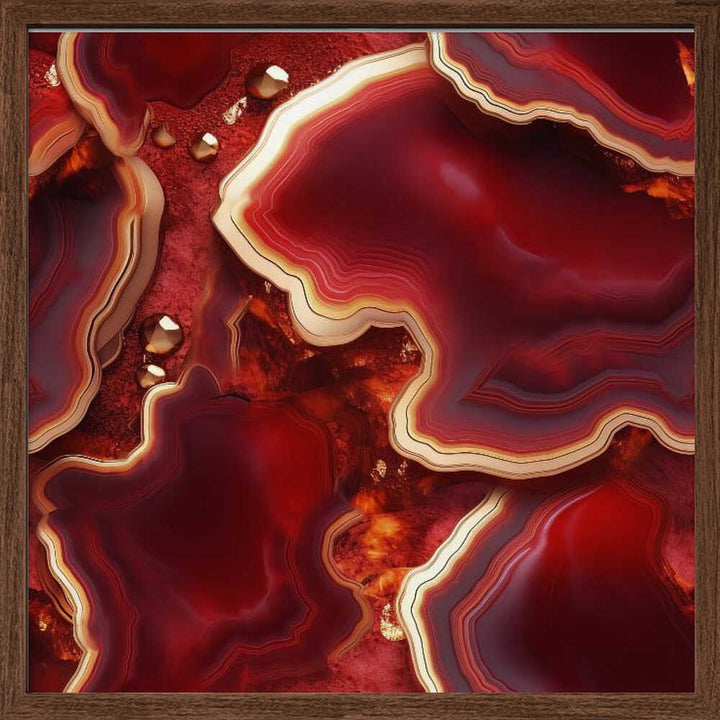 Molten Red Gold Geode - Square Stretched Canvas, Poster or Fine Art Print - I Heart Wall Art - Poster Print, Canvas Print or Framed Art Print