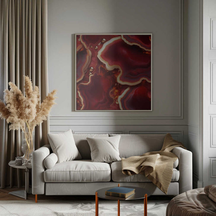 Molten Red Gold Geode - Square Stretched Canvas, Poster or Fine Art Print - I Heart Wall Art - Poster Print, Canvas Print or Framed Art Print