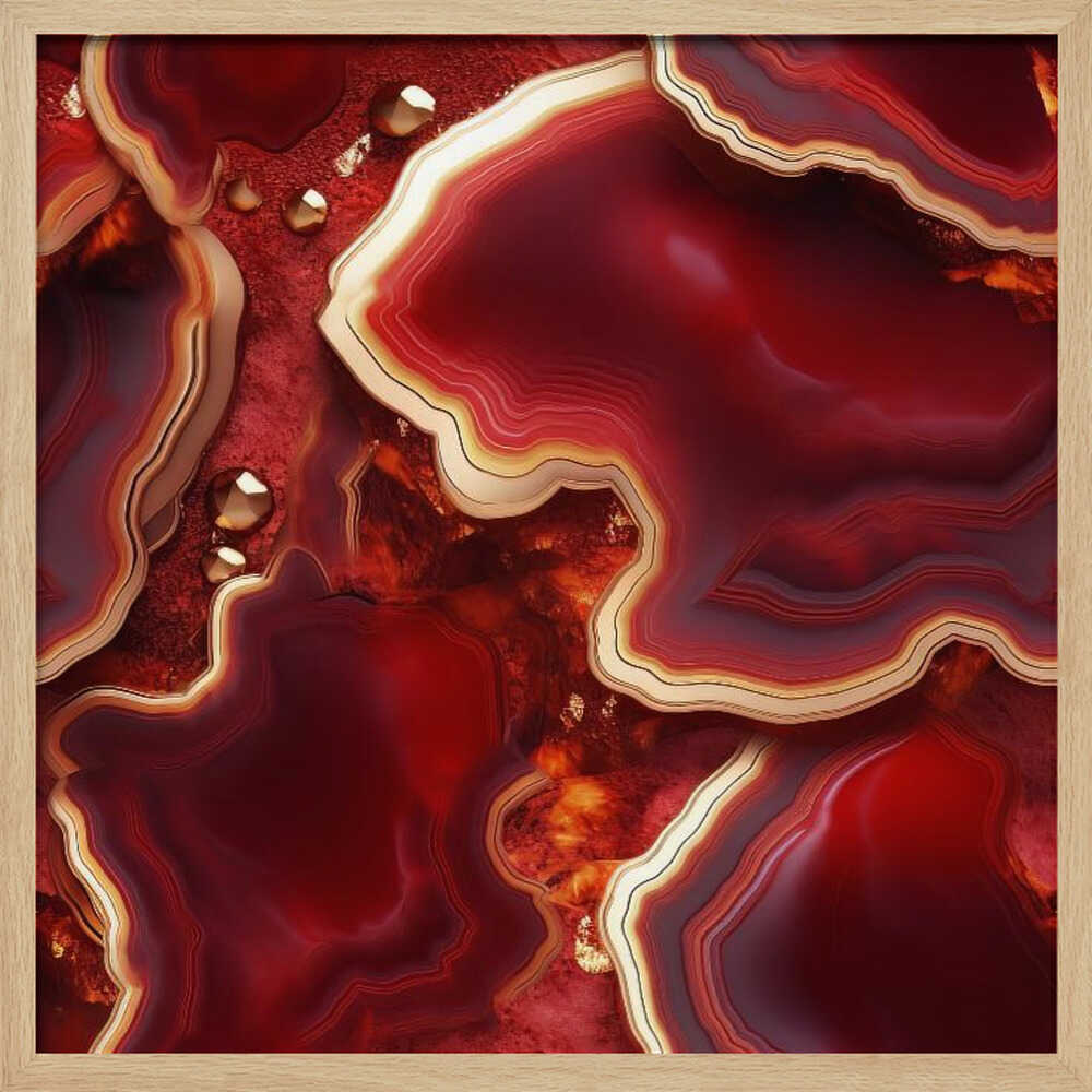 Molten Red Gold Geode - Square Stretched Canvas, Poster or Fine Art Print - I Heart Wall Art - Poster Print, Canvas Print or Framed Art Print