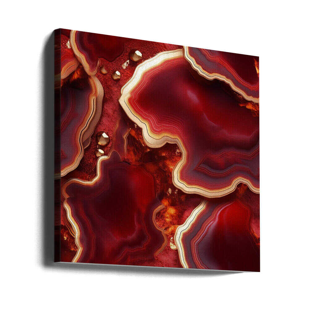 Molten Red Gold Geode - Square Stretched Canvas, Poster or Fine Art Print - I Heart Wall Art - Poster Print, Canvas Print or Framed Art Print