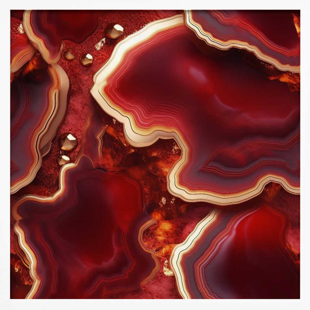 Molten Red Gold Geode - Square Stretched Canvas, Poster or Fine Art Print - I Heart Wall Art - Poster Print, Canvas Print or Framed Art Print