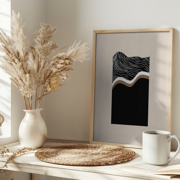 Monochrome Waves - Stretched Canvas, Poster or Fine Art Print - I Heart Wall Art - Poster Print, Canvas Print or Framed Art Print