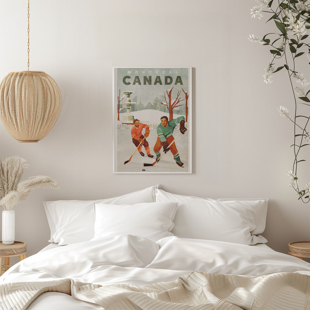 Montreal Canada Pond Hockey Guys - Stretched Canvas, Poster or Fine Art Print I Heart Wall Art