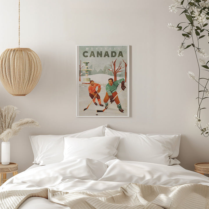 Montreal Canada Pond Hockey Guys - Stretched Canvas, Poster or Fine Art Print I Heart Wall Art