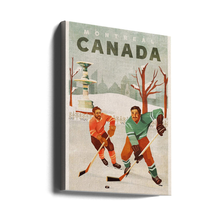 Montreal Canada Pond Hockey Guys - Stretched Canvas, Poster or Fine Art Print I Heart Wall Art