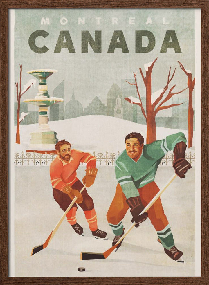 Montreal Canada Pond Hockey Guys - Stretched Canvas, Poster or Fine Art Print I Heart Wall Art