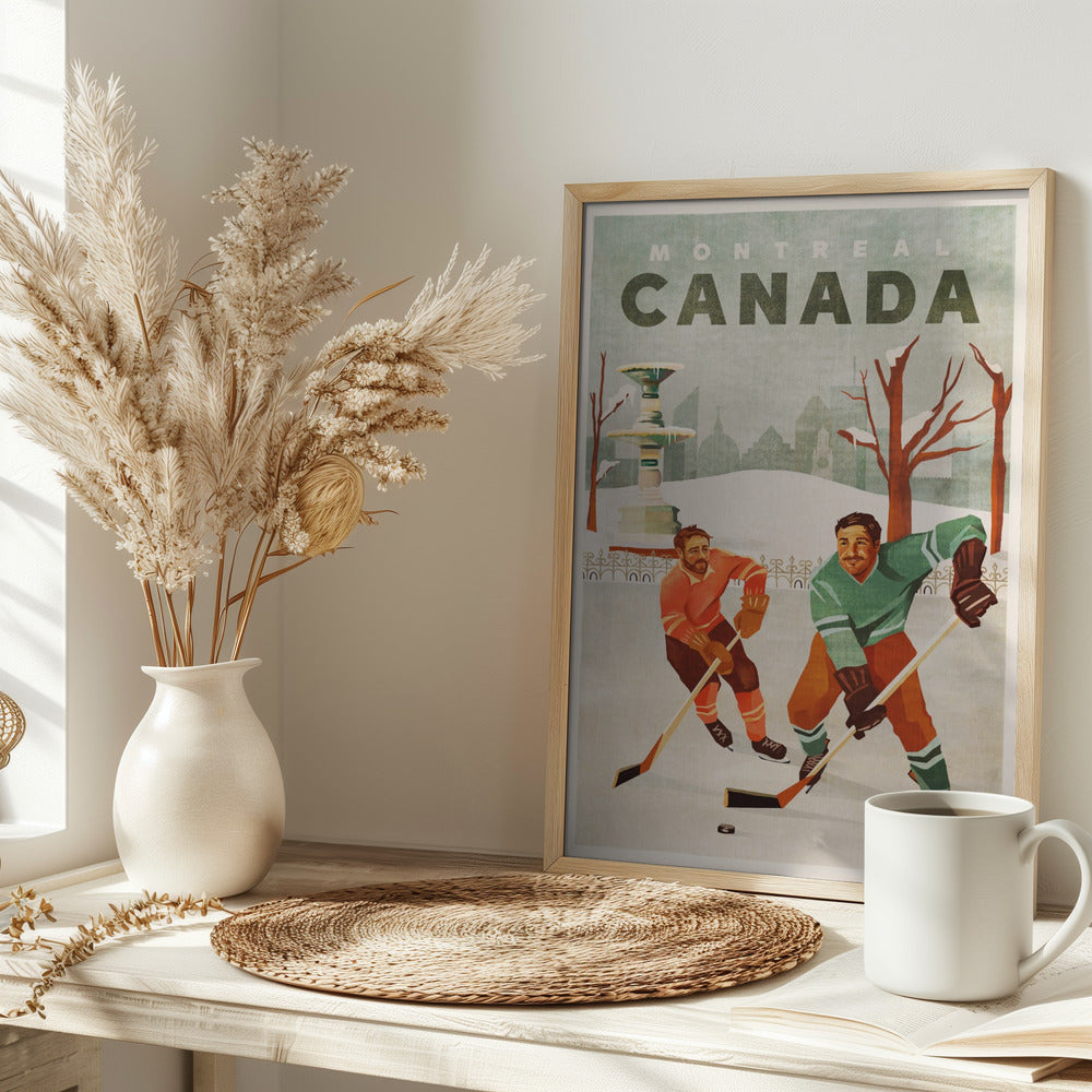 Montreal Canada Pond Hockey Guys - Stretched Canvas, Poster or Fine Art Print I Heart Wall Art