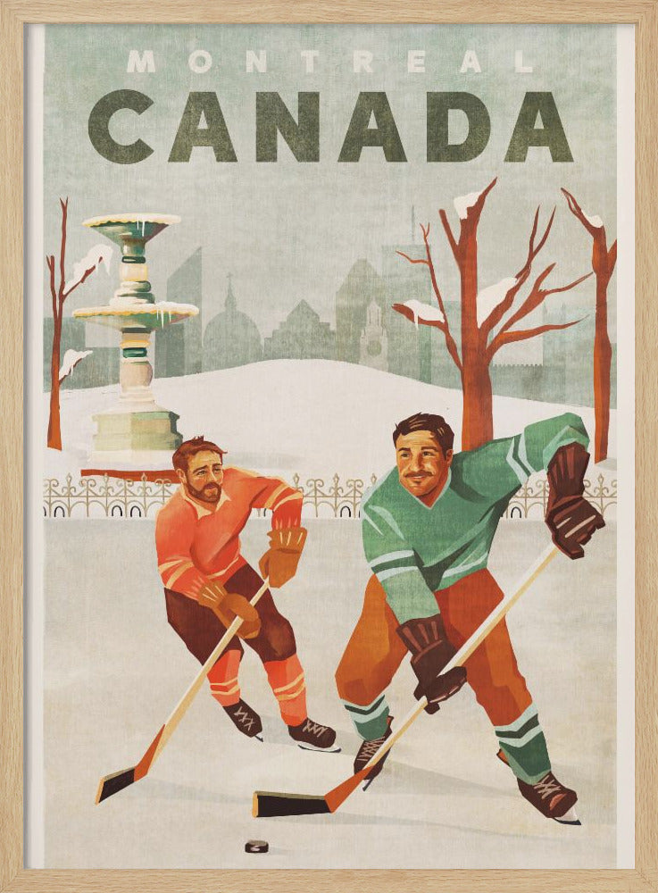 Montreal Canada Pond Hockey Guys - Stretched Canvas, Poster or Fine Art Print I Heart Wall Art