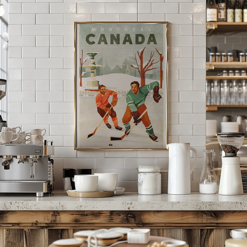 Montreal Canada Pond Hockey Guys - Stretched Canvas, Poster or Fine Art Print I Heart Wall Art
