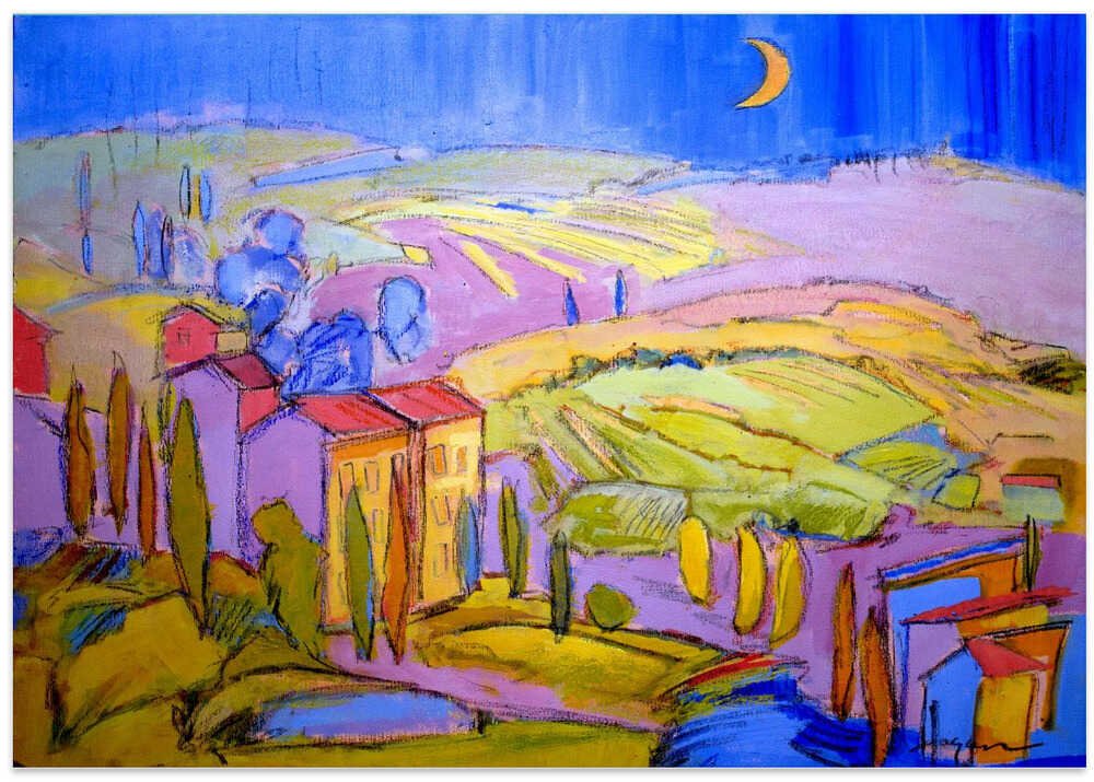Moonlit Countryside - Stretched Canvas, Poster or Fine Art Print - I Heart Wall Art - Poster Print, Canvas Print or Framed Art Print