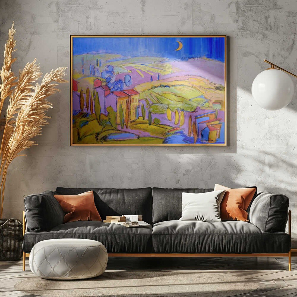 Moonlit Countryside - Stretched Canvas, Poster or Fine Art Print - I Heart Wall Art - Poster Print, Canvas Print or Framed Art Print