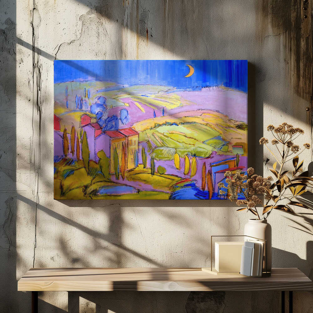 Moonlit Countryside - Stretched Canvas, Poster or Fine Art Print - I Heart Wall Art - Poster Print, Canvas Print or Framed Art Print
