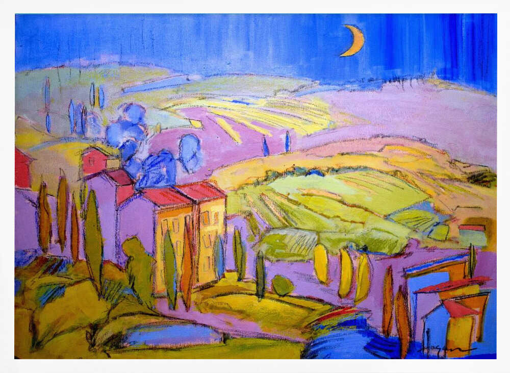 Moonlit Countryside - Stretched Canvas, Poster or Fine Art Print - I Heart Wall Art - Poster Print, Canvas Print or Framed Art Print