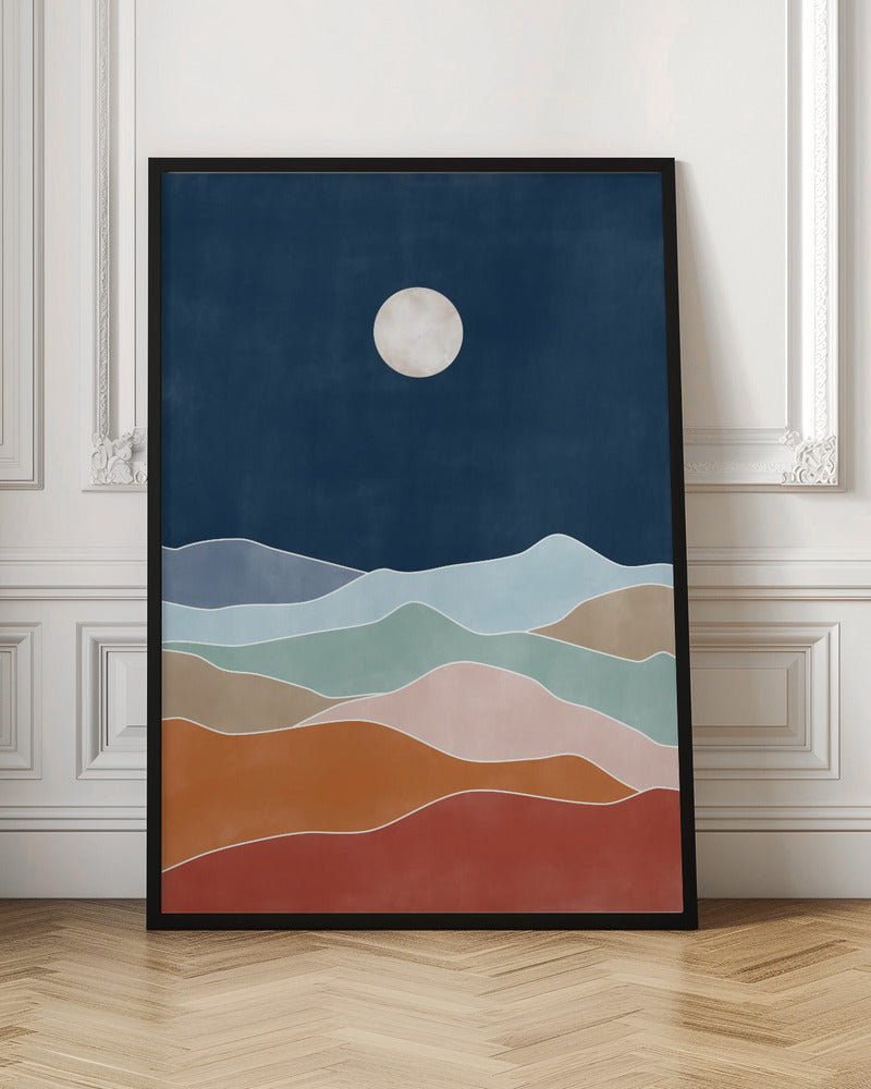 Moonlit Hill Scape - Stretched Canvas, Poster or Fine Art Print - I Heart Wall Art - Poster Print, Canvas Print or Framed Art Print