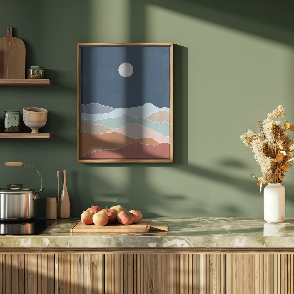 Moonlit Hill Scape - Stretched Canvas, Poster or Fine Art Print - I Heart Wall Art - Poster Print, Canvas Print or Framed Art Print