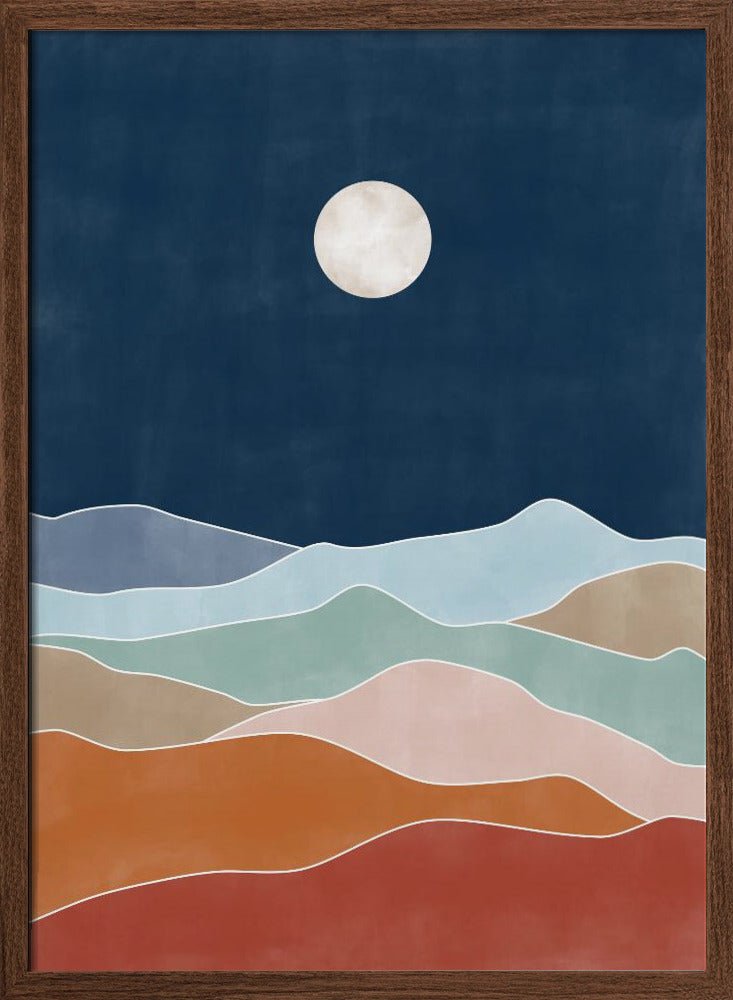 Moonlit Hill Scape - Stretched Canvas, Poster or Fine Art Print - I Heart Wall Art - Poster Print, Canvas Print or Framed Art Print