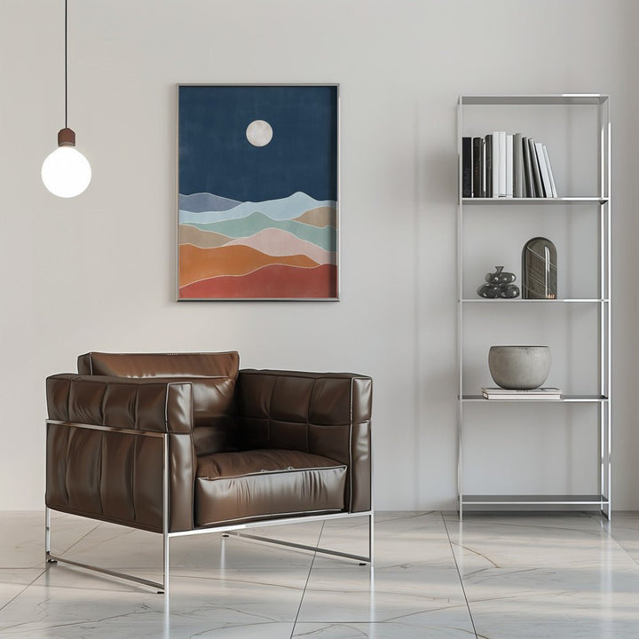 Moonlit Hill Scape - Stretched Canvas, Poster or Fine Art Print - I Heart Wall Art - Poster Print, Canvas Print or Framed Art Print