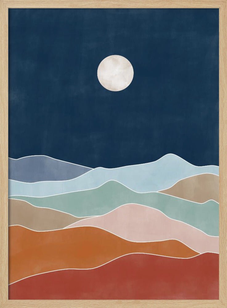 Moonlit Hill Scape - Stretched Canvas, Poster or Fine Art Print - I Heart Wall Art - Poster Print, Canvas Print or Framed Art Print