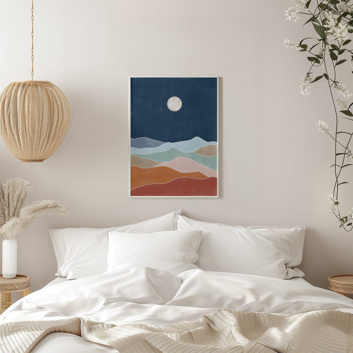 Moonlit Hill Scape - Stretched Canvas, Poster or Fine Art Print - I Heart Wall Art - Poster Print, Canvas Print or Framed Art Print