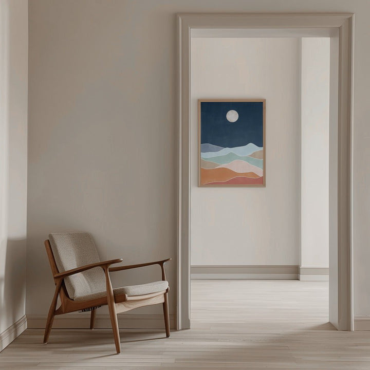 Moonlit Hill Scape - Stretched Canvas, Poster or Fine Art Print - I Heart Wall Art - Poster Print, Canvas Print or Framed Art Print