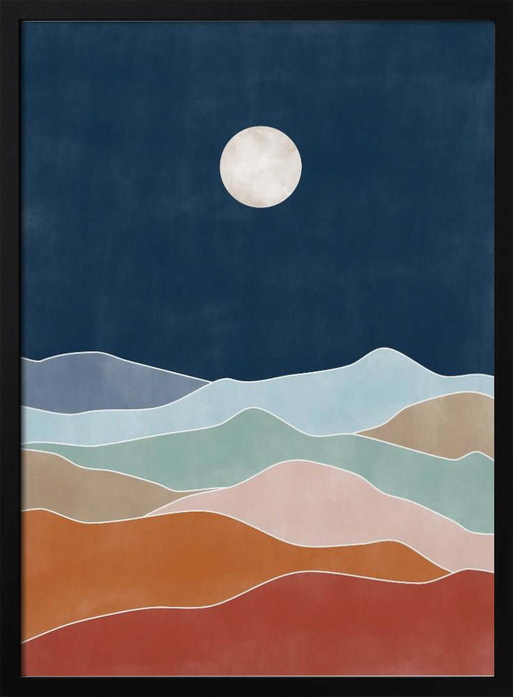 Moonlit Hill Scape - Stretched Canvas, Poster or Fine Art Print - I Heart Wall Art - Poster Print, Canvas Print or Framed Art Print