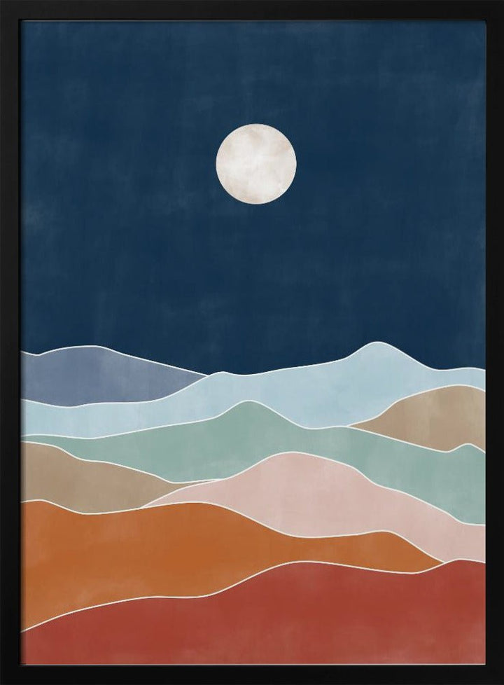 Moonlit Hill Scape - Stretched Canvas, Poster or Fine Art Print - I Heart Wall Art - Poster Print, Canvas Print or Framed Art Print