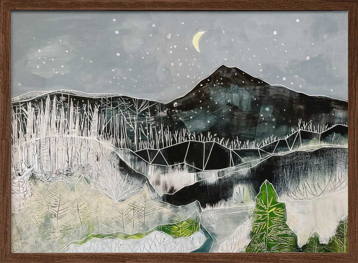 Moonlit Mountain Forest - Stretched Canvas, Poster or Fine Art Print - I Heart Wall Art - Poster Print, Canvas Print or Framed Art Print
