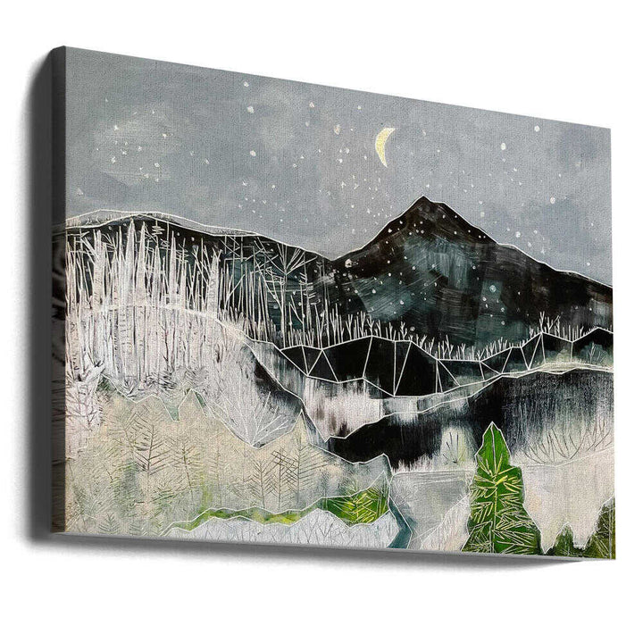 Moonlit Mountain Forest - Stretched Canvas, Poster or Fine Art Print - I Heart Wall Art - Poster Print, Canvas Print or Framed Art Print