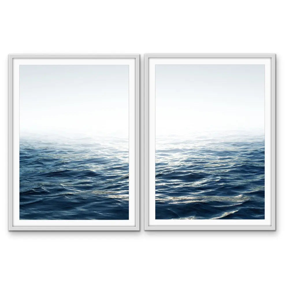 Moonlit Ocean - Two Piece Ocean Water Photographic Print Set I Heart Wall Art Australia 