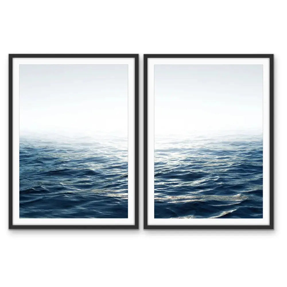 Moonlit Ocean - Two Piece Ocean Water Photographic Print Set I Heart Wall Art Australia 