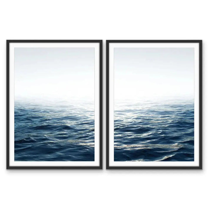 Moonlit Ocean - Two Piece Ocean Water Photographic Print Set I Heart Wall Art Australia 