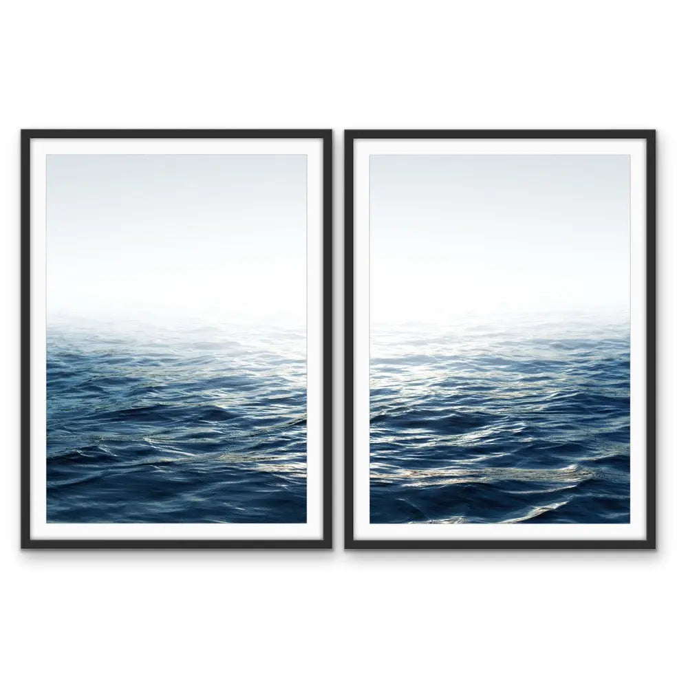 Moonlit Ocean - Two Piece Ocean Water Photographic Print Set I Heart Wall Art Australia 