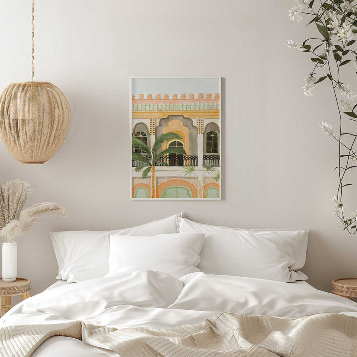 Moroccan Building with Palms - Stretched Canvas, Poster or Fine Art Print - I Heart Wall Art - Poster Print, Canvas Print or Framed Art Print