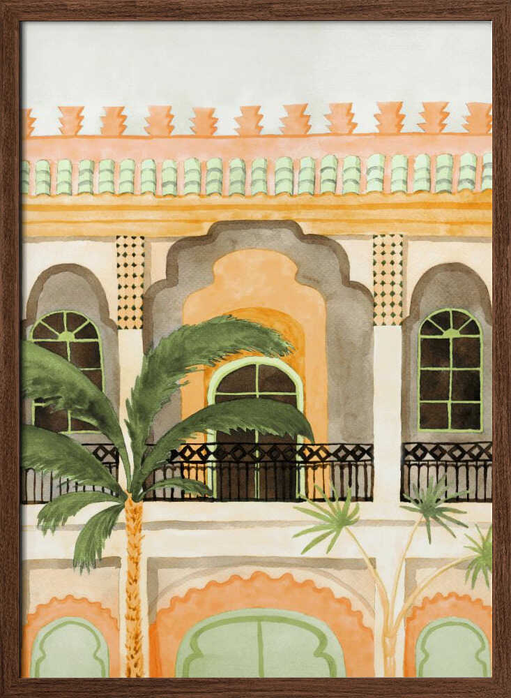 Moroccan Building with Palms - Stretched Canvas, Poster or Fine Art Print - I Heart Wall Art - Poster Print, Canvas Print or Framed Art Print