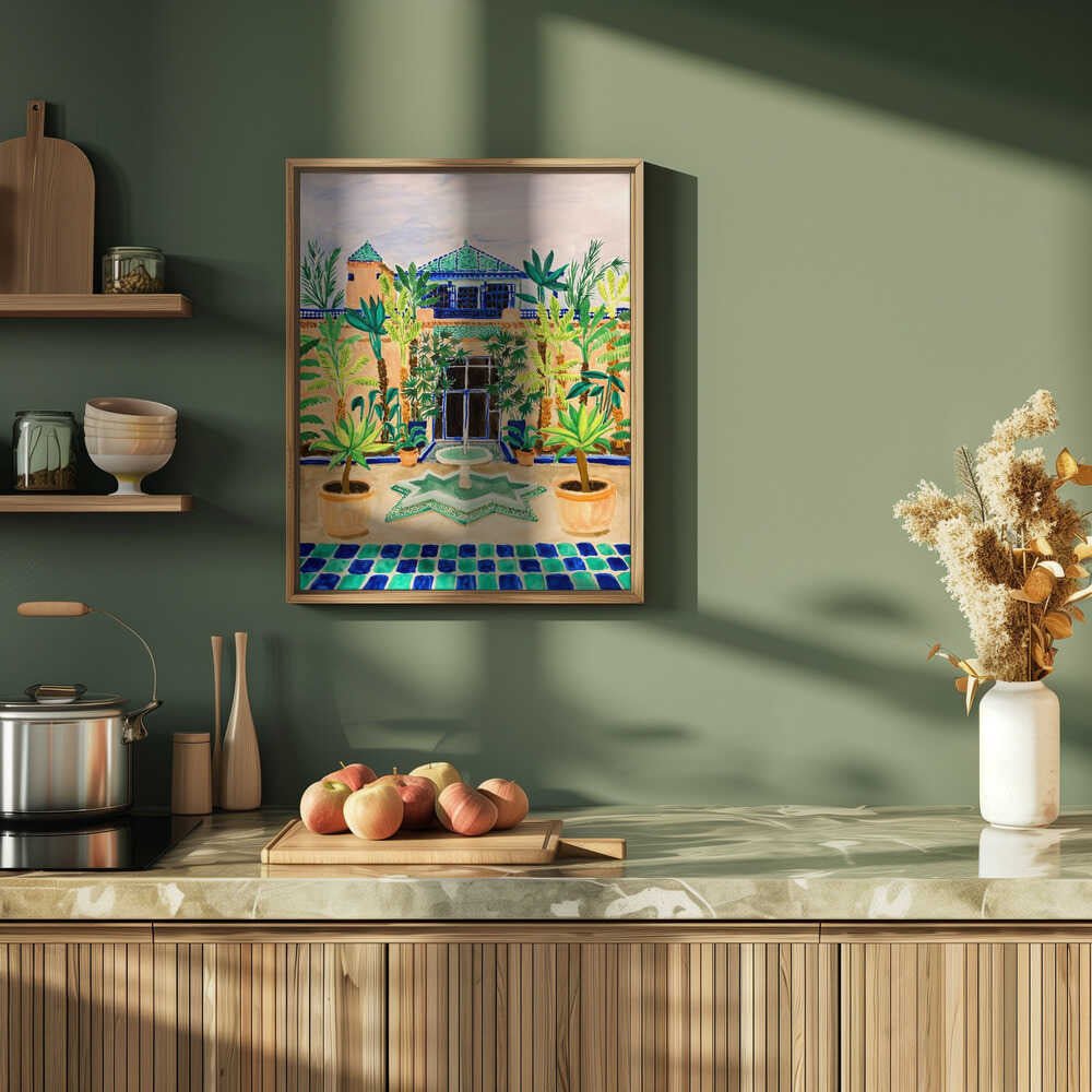 Moroccan Courtyard Oasis - Stretched Canvas, Poster or Fine Art Print - I Heart Wall Art - Poster Print, Canvas Print or Framed Art Print